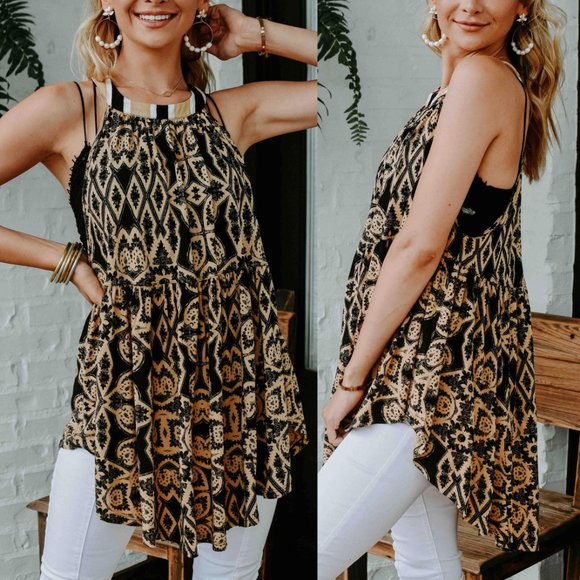 NEW Free People Mimi Halter Tunic Top Boho Black - Picture 7 of 8